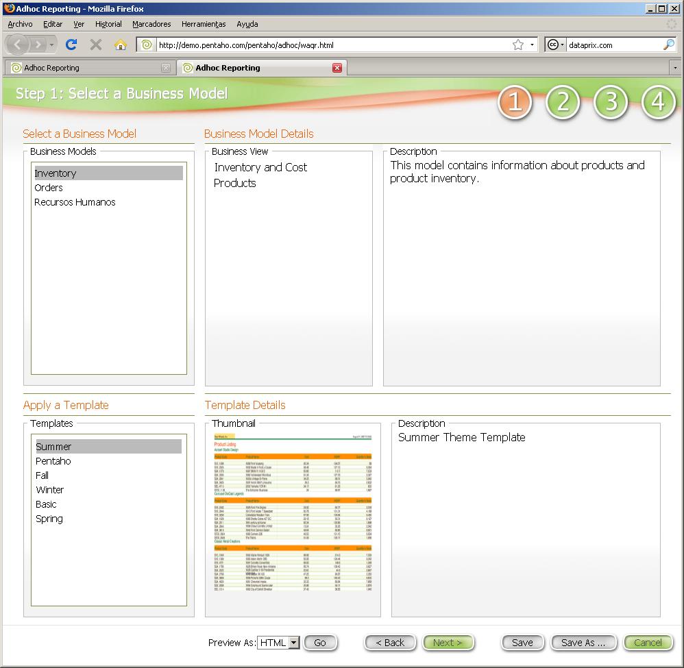Pentaho reporting adhoc