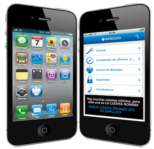 Aplicación de banca online de Barclays en iPhone
