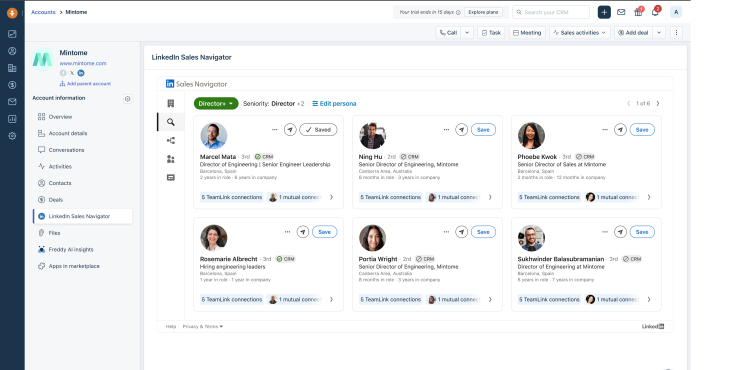 Freshsales by Freshworks - Linkedin integration